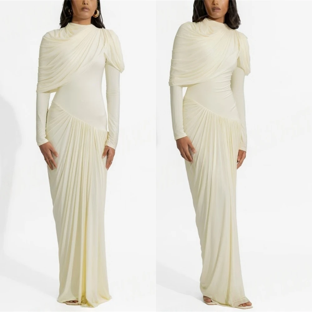 

Customized Temperament Chiffon Evening Dress Delicate High Collar Prom Dresses Formal Sweep Train Special Occasion Gowns