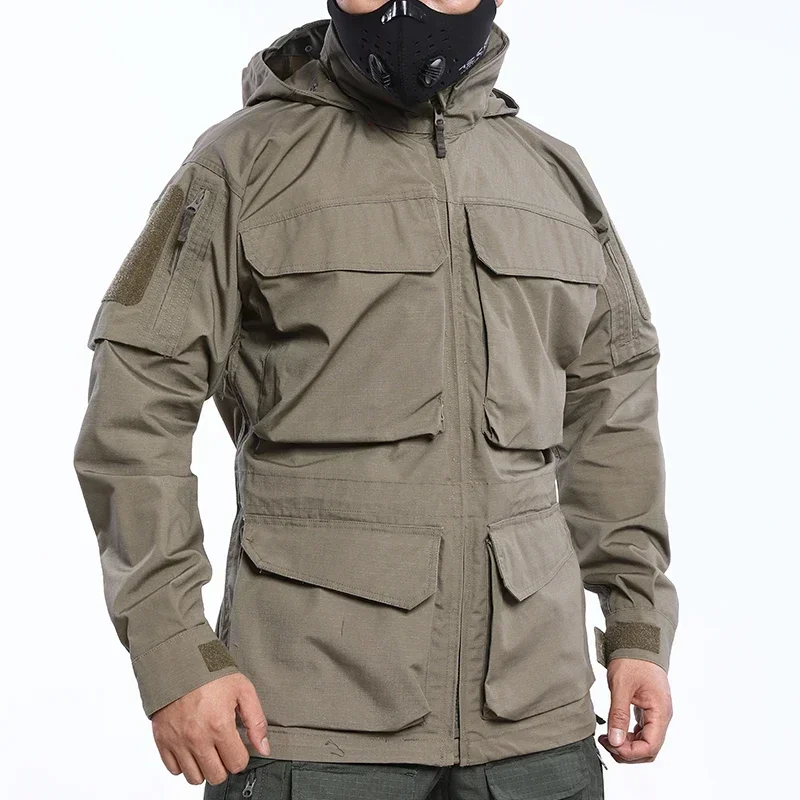 New Men's M2 Medium-Long Style German Camouflage Uniform Tactical Windbreaker Work Jacket Multitarn Flecktarn