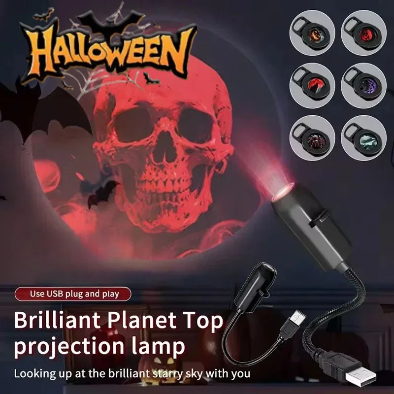 1-4PCS LED Projector Night Light Adjustable Wide Coverage for Halloween Christmas Home Party Window Decor