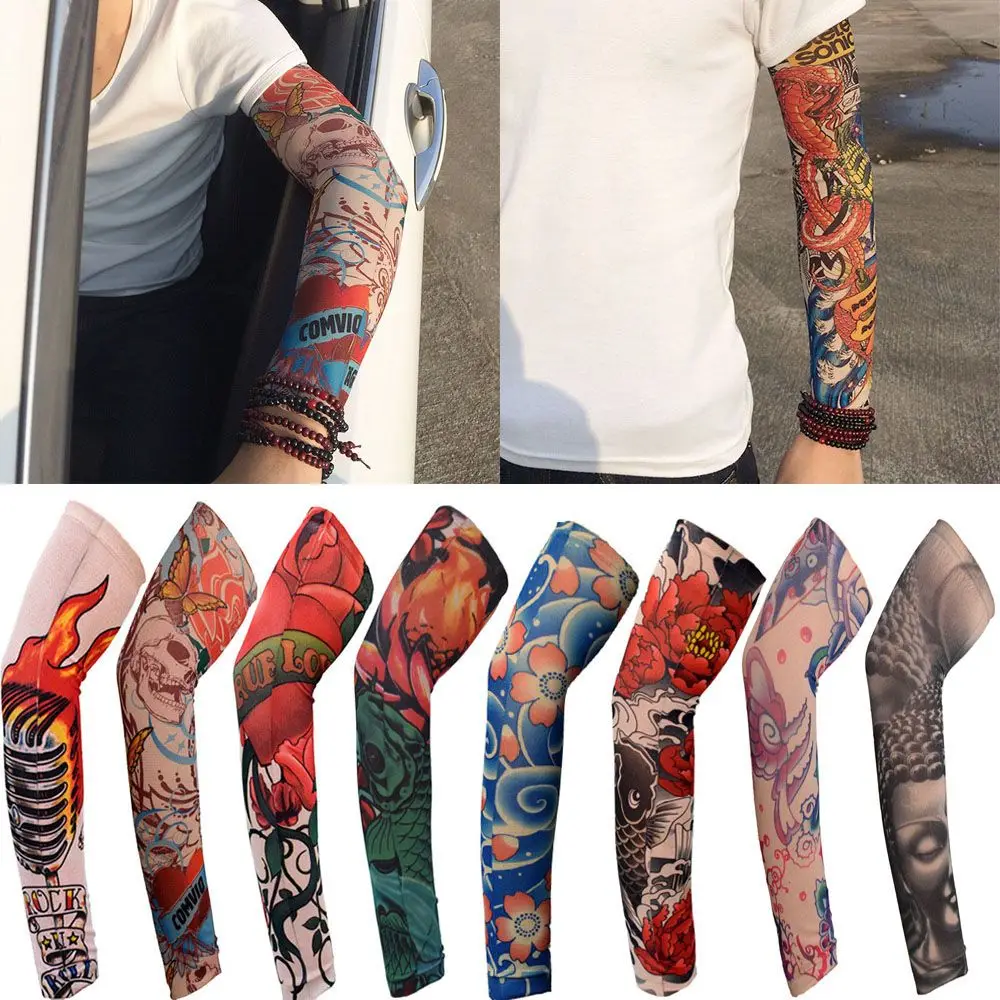 1Pc Outdoor Cycling Sleeves 3D Tattoo Printed Armwarmer UV Protection MTB Bike Bicycle Sleeves Arm Protection Ridding Sleeves