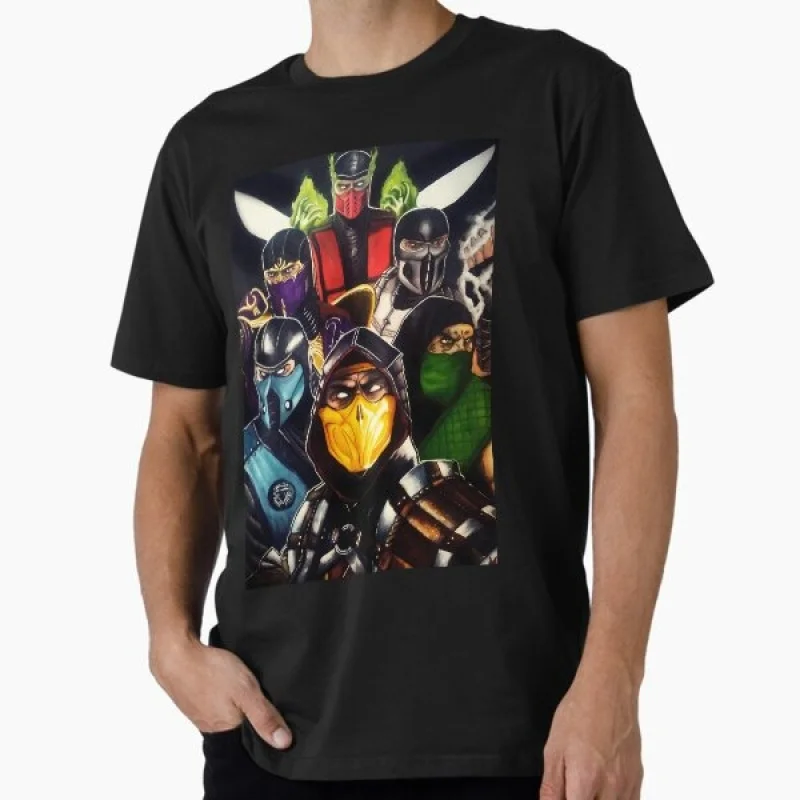 Vintage 90's Mortal Kombat Ninjas Gift tee for gamer 100% cotton printed Men's Short Sleeve Graphic T-Shirt All size tops S-6XL