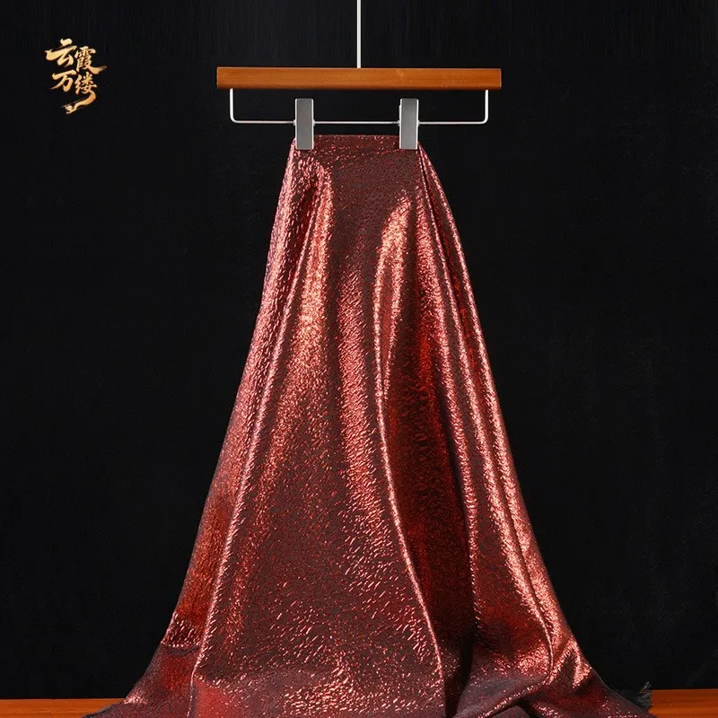 Three-dimensional granular relief jacquard lustrous fabric for cheongsam and Hanfu clothing designer polyester-cotton