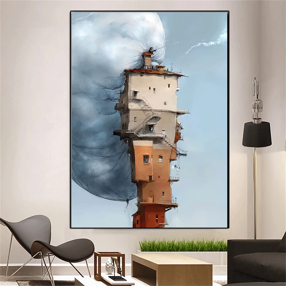 

Abstract Theme Classic Retro Prints Painting Poster Picture, Ancient Buildings Wall Art, Mural Canvas, Living Room, Home Decor