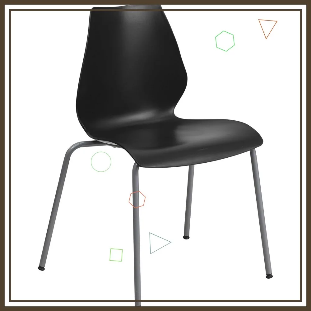 Kursi Tumpuk Tugas Berat dengan Penyangga Punggung, Kapasitas 770 lb, Rangka Perak - Desain Hemat Ruang