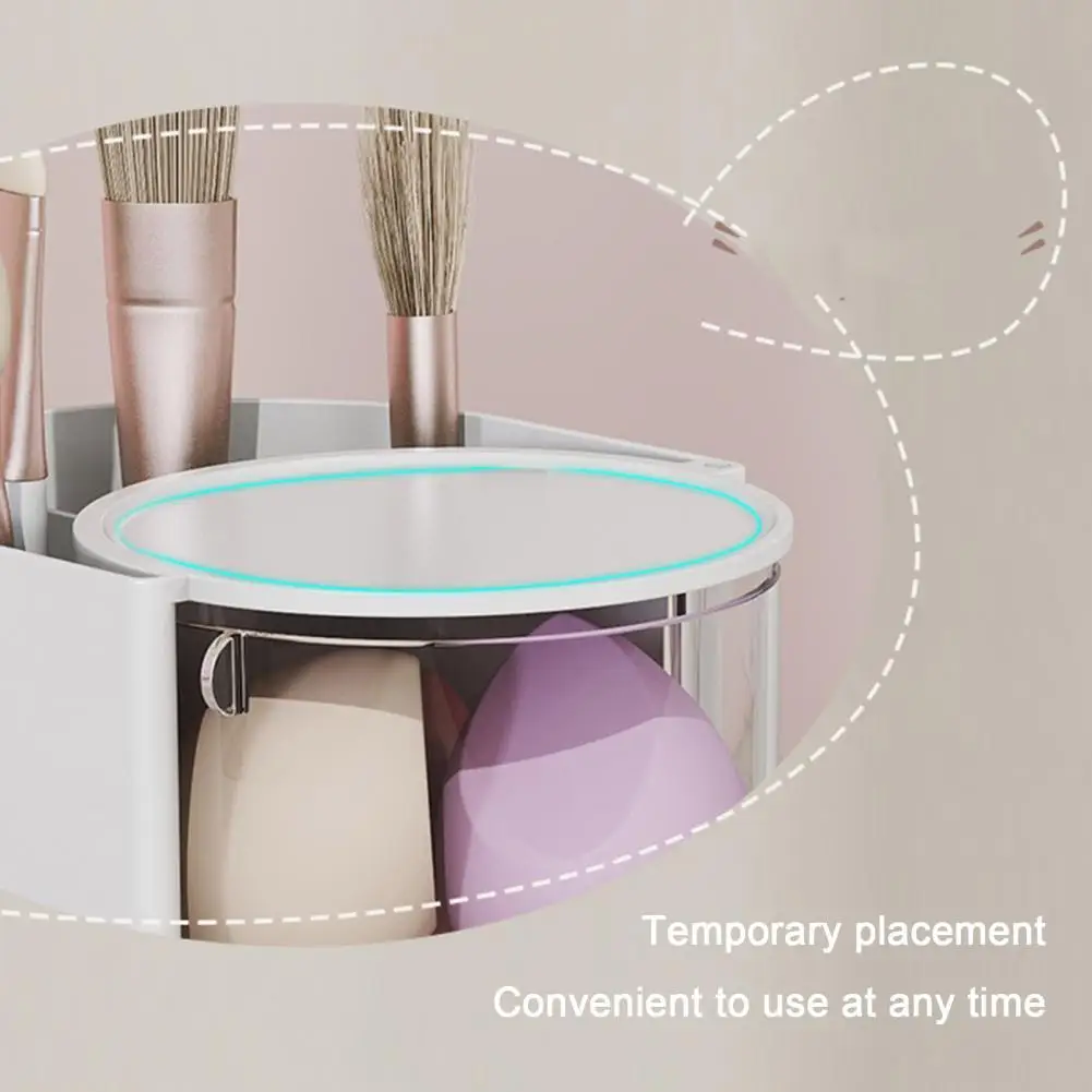 Desktop Makeup Organizer Makeup Sponge Storage Box Rotary Powder Puff Organizer Box Transparent Multi-layer Cosmetic Storage