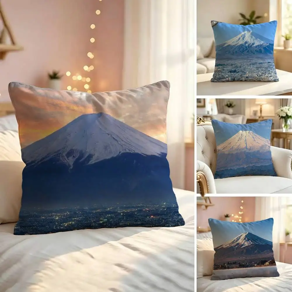Japanese Mount Fuji Landscape Square Double-Sided printed Pillow Case Bedroom Bedside Pillow Sofa Cushion Cover