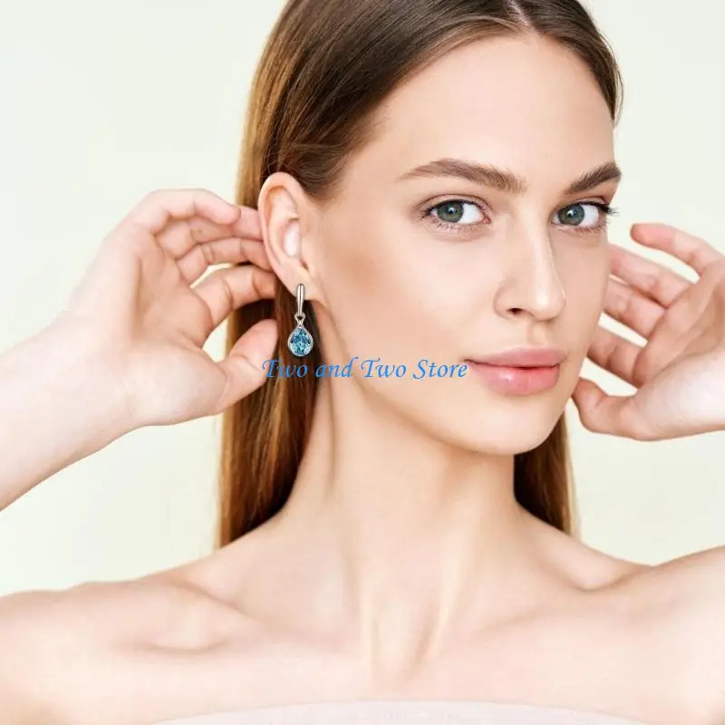 

HX6F Beautiful Blue/green Earrings and Necklace Set Water Drop Jewelry for Daily Wear