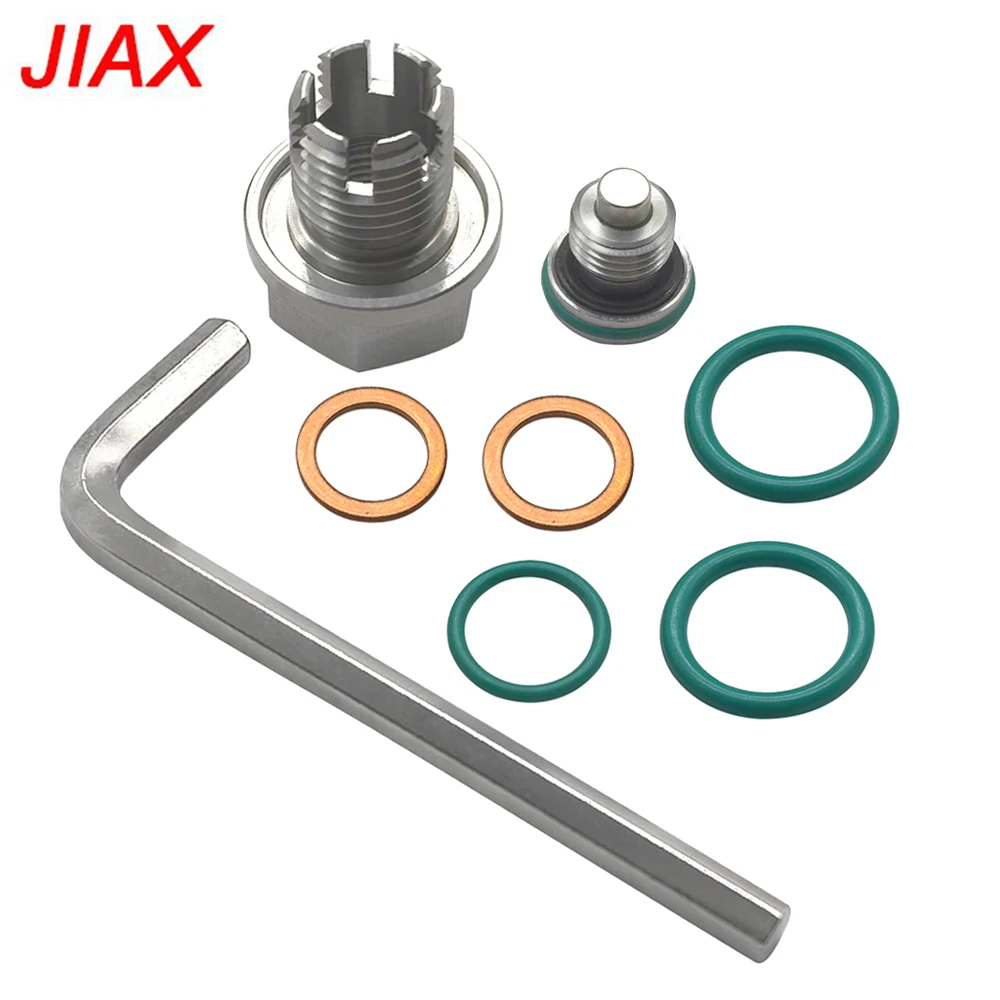 M14x1.5 Stainless Steel Self-Tapping Oil Pan Thread Repair Kit with Magnetic Oversized Drain Plug O Ring Car Oil Pan