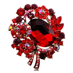 Fashion Women Men Luxury Full Crystal Bow Flower Brooches Badges Gorgeous Rhinestone Party Banquet Accessoreis Pin