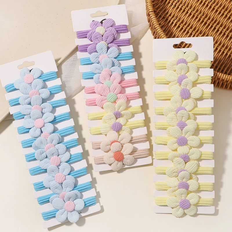 10Pcs Baby Girls Soft Bow Hair Ring Rope Elastic Hair Rubber Bands Akcesoria do włosów dla dzieci Opaska do włosów Kucyk Nakrycie głowy