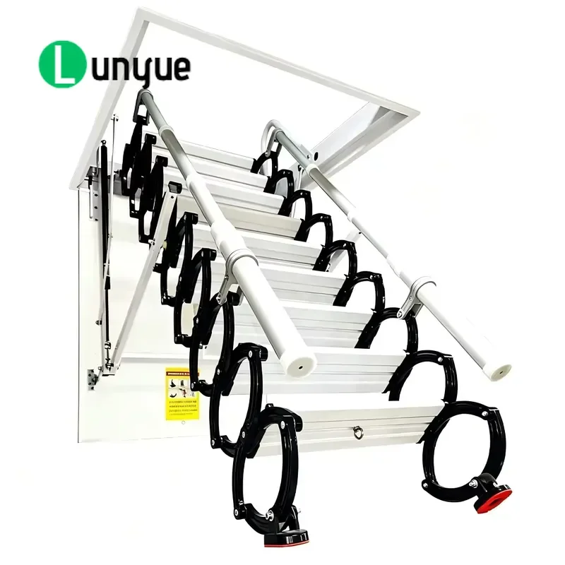 Fully Automatic Electric Telescopic Loft Ladder Remote Control Folding Stairs for Duplex Villa Attic Access Space Saving