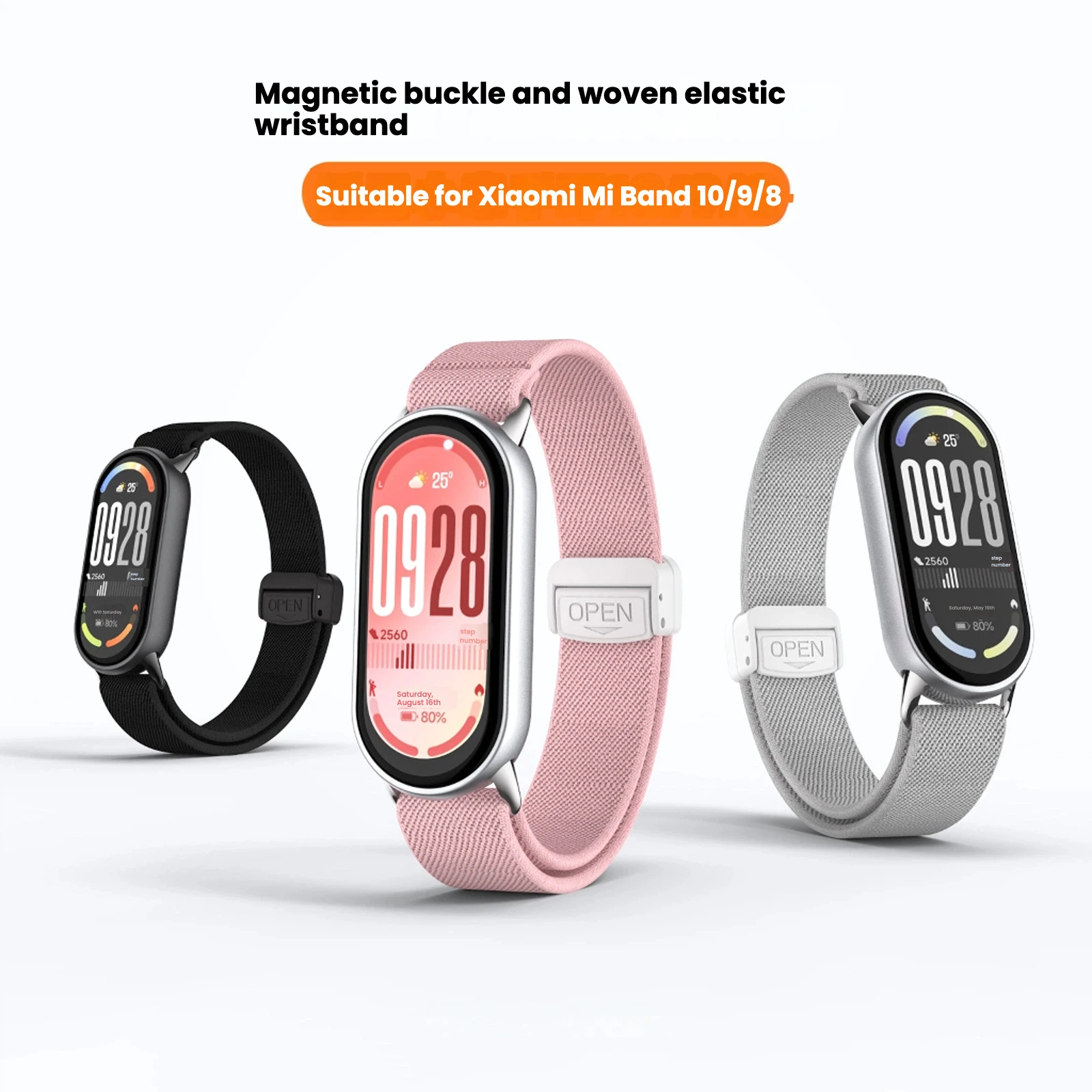 

For Xiaomi Bracelet Strap 10 9 8 Elastic Nylon Braided Elastic Adjustable Buckle Replacement Bracelet 10 8 9 Smart watch strap