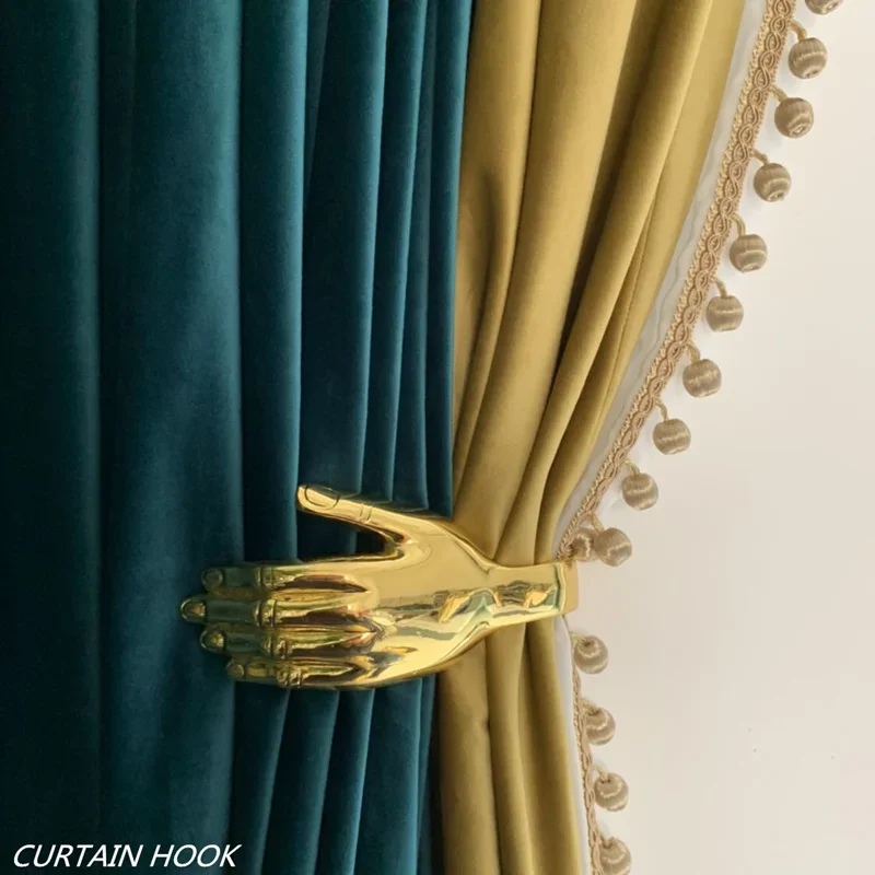 

2Pcs/set Fashion U hand-shaped Curtain Holdback Accessories Buckle Wall Hooks Metal Curtain Holder Window Home Decor Wall Mounte