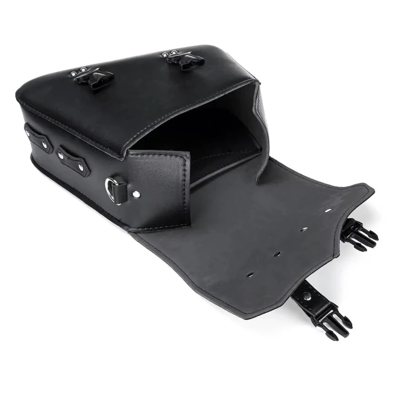Waterproof For Cruiser Custom Universal Motorcycle Saddle Bags PU Leather Tool Bag w/Water Bottle Holder Cafe Racer Luggage Bag