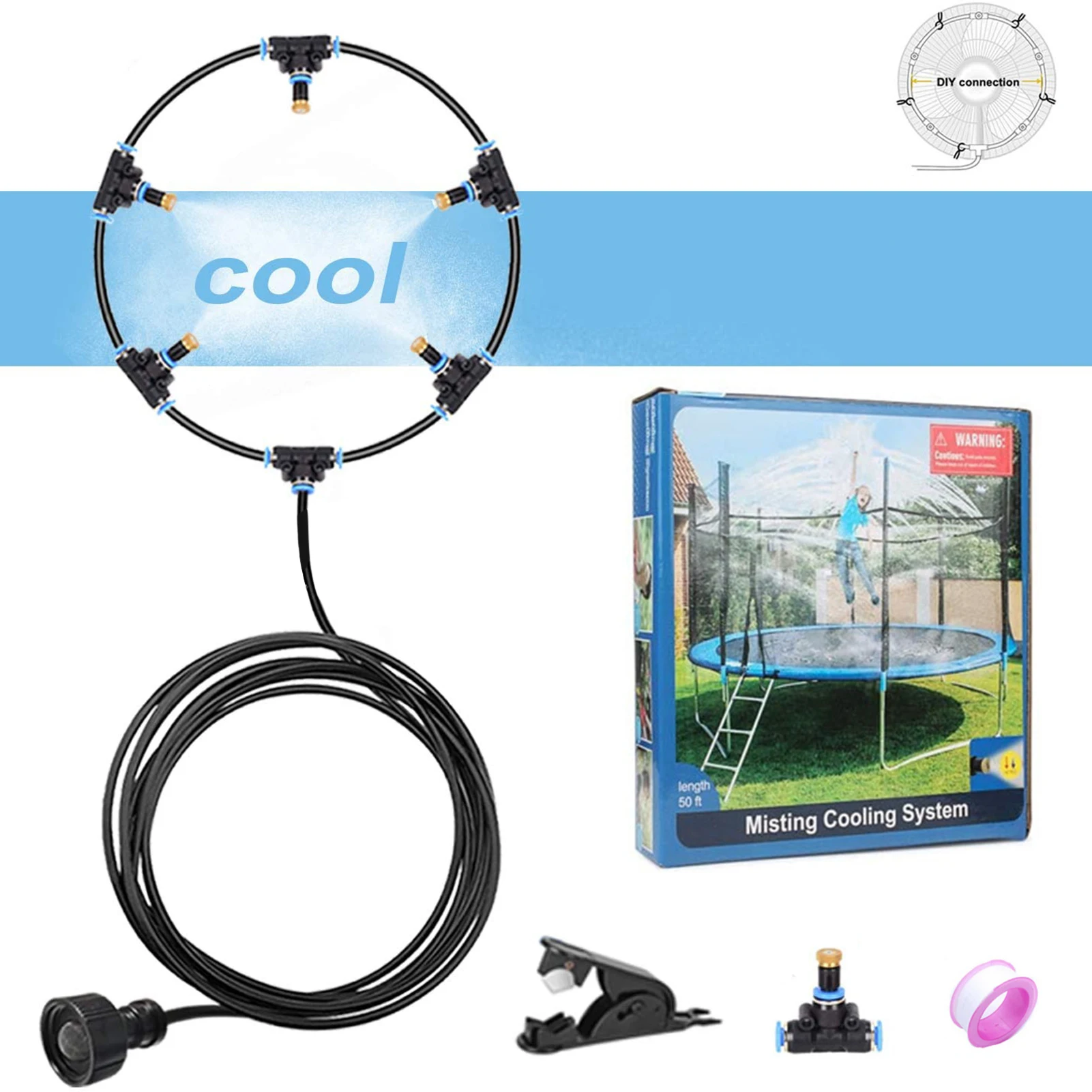 Misters per Patio esterno Patio Misters per il raffreddamento dell'acqua esterna Mister tubo Kit fai da te per ombrellone da giardino piscina a baldacchino