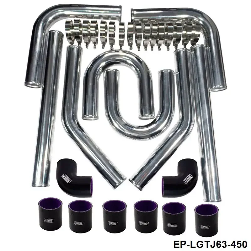 Universal Intercooler Piping Kit L:450mm Black 2.5