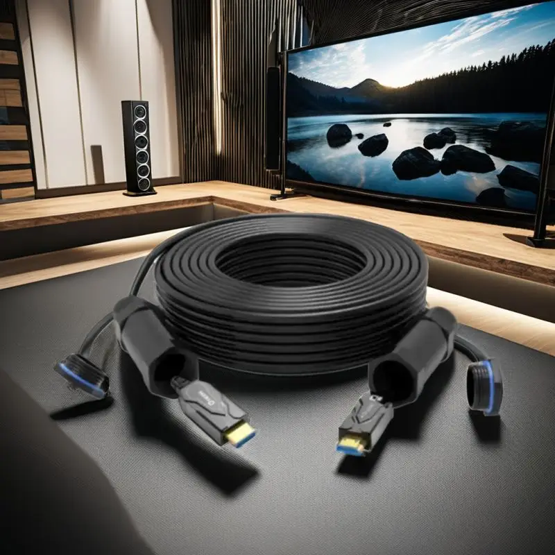 DTECH 4K 60Hz Optical High Speed Armored HDMI Engineering Cable With Waterproof Case 40m