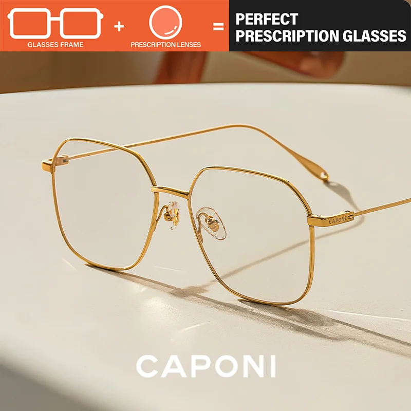 CAPONI Prescription Anti Blue Light Glasses Classic Square Frames For Women Glasses Computer Eyeglasses For Ladies PJ10320