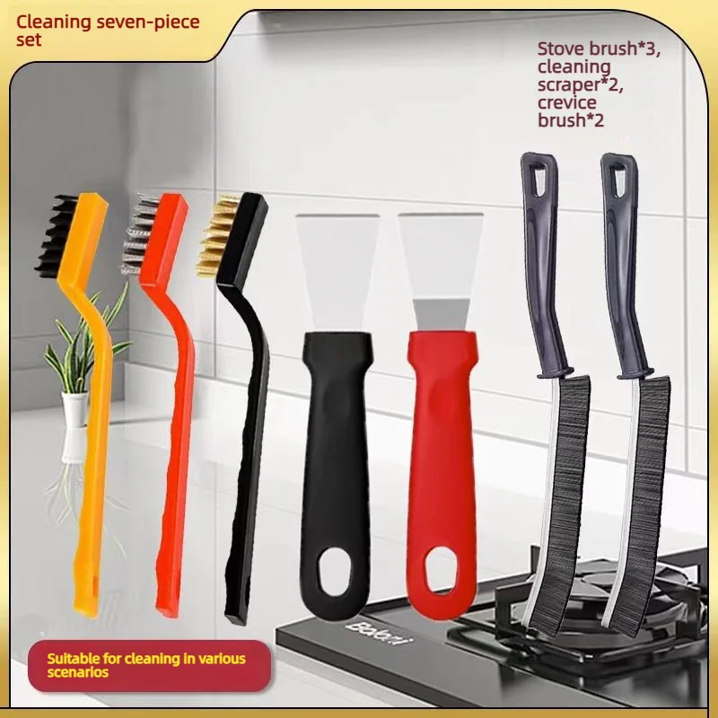 Cleano Kitchen Brush Kitchen Brush Set 7 Pcs Multi Purpose Stove Gap Cleaning Scraper Tool For Home