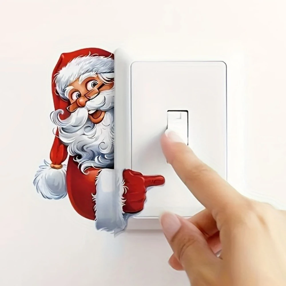 1 Stück Weihnachtsmann und der Schneemann, Weihnachtsdekoration, Schalter und Wandaufkleber für Zuhause, selbstklebende festliche Vinyl-Aufkleber
