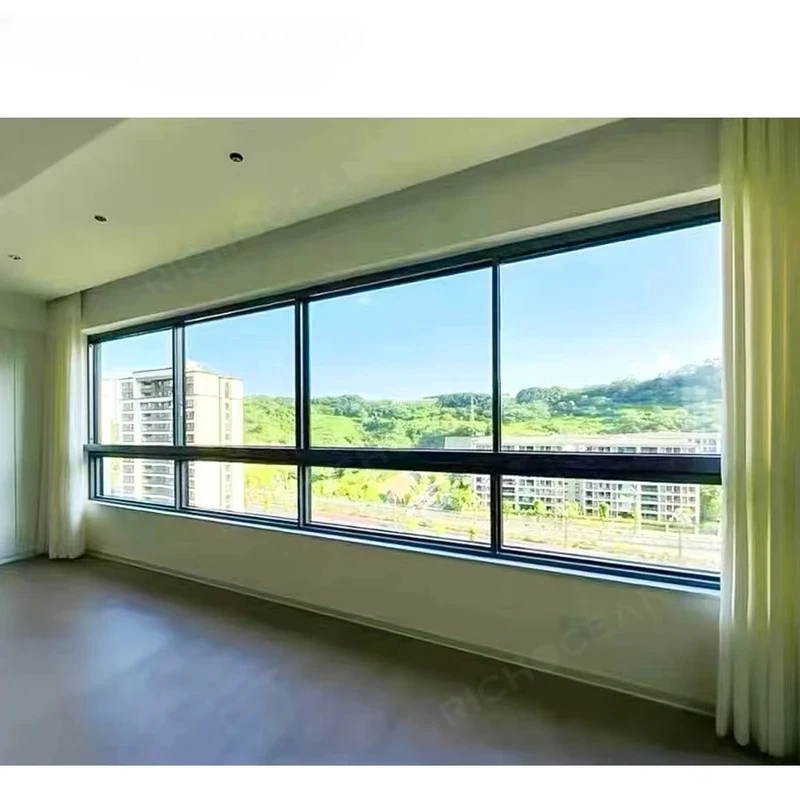 RICHOCEAN Balcony Slim Aluminium Double Glass Sliding Window With Drain Hole Thermal Break Slide House Windows