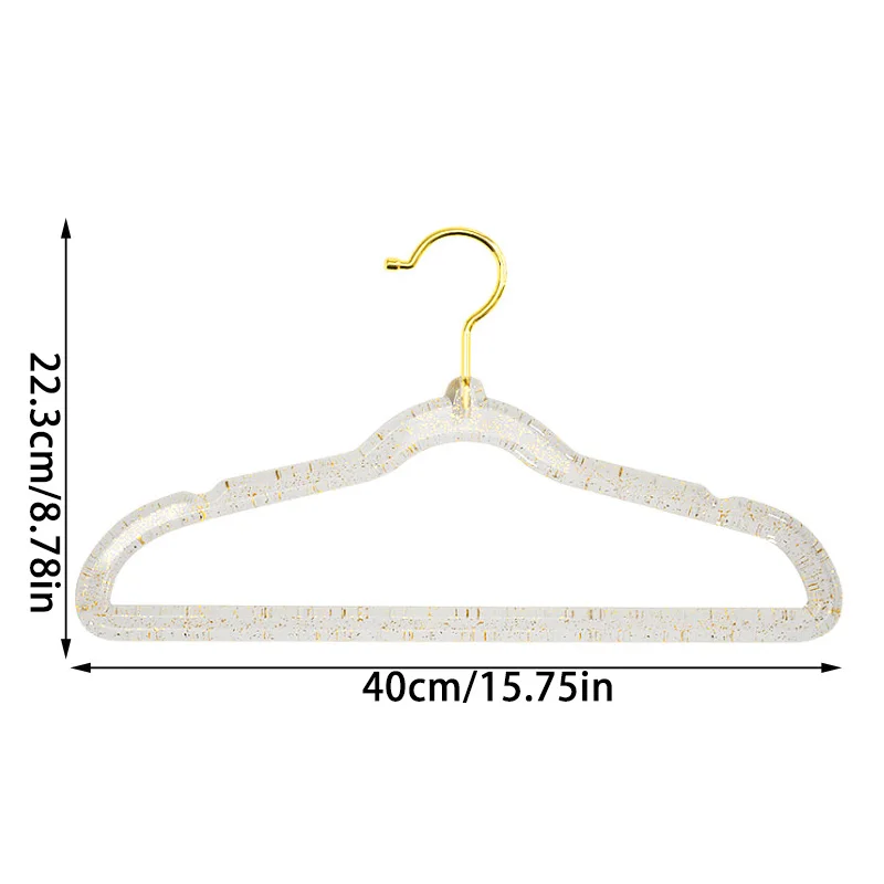 5pcs Luxury Glitter Clothes Display Hanger Transparent Acrylic Non-slip Jacket Sweater Coat Rack Space Saving Wardrobe Organizer