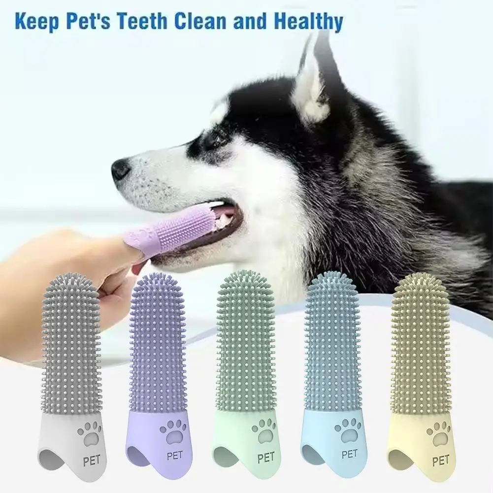 360° Finger Dog Toothbrush Silicone Pet Cleaning Toothbrush Finger Cover Odor Removal Fresh Breath Cats Dental Care Finger Brush
