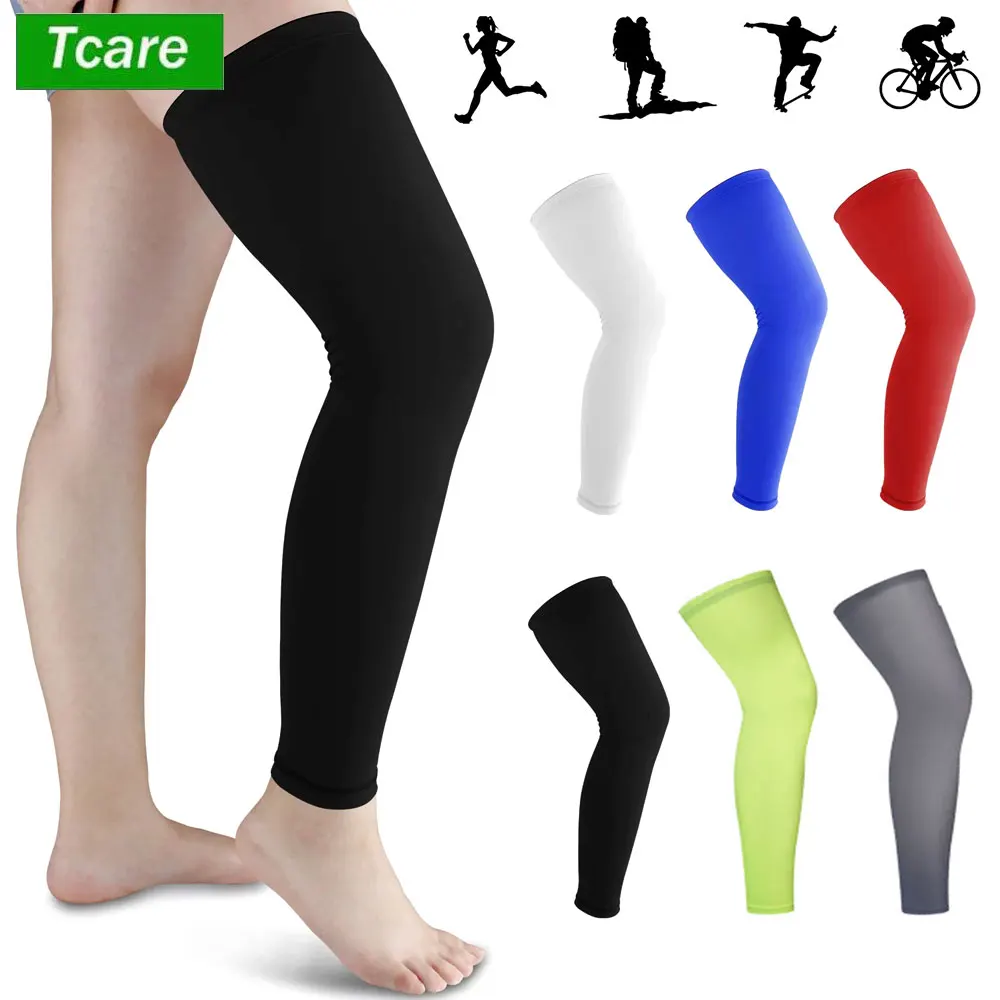 1PC Full Leg Compression Sleeve, Sport Long Knee Sleeve with Anti-slip Silicone Strips for Men Women Running Basketball Football