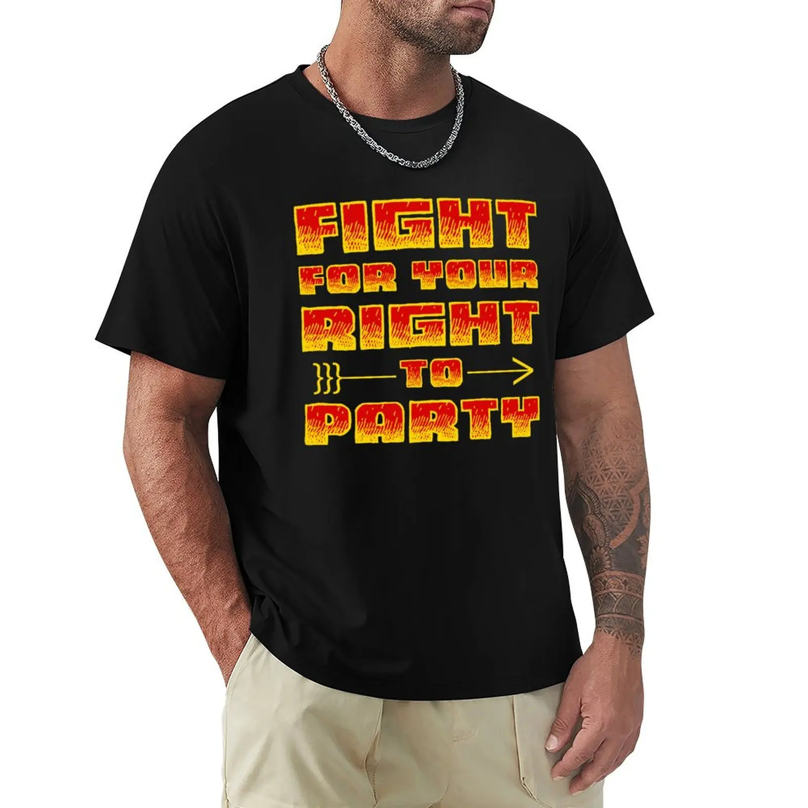 Camiseta Fight for your Right to Party (roja) Camiseta básica informal de algodón de manga corta