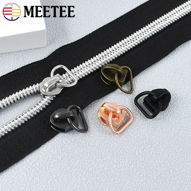 10-50Pcs Meetee 5# Zipper Puller Nylon Zip Tape Suitcase Zippers Slider Bag Clothes Sewing Zips Head Pulls Headparts Accessories