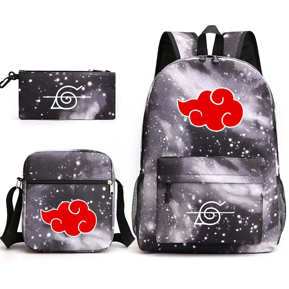 

Naruto Three-piece Schoolbag Anime Surrounding Starry Sky Children's Backpack Schoolbag Boys and Girls Backpack zipper shoulders