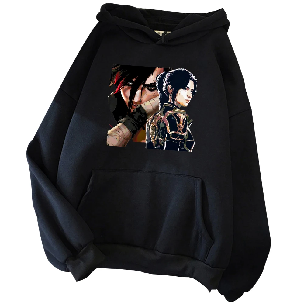 Arcane Caitlyn & Vi Poster Hoodie Harajuku Pullover Tops Sweatshirt Fans Gift