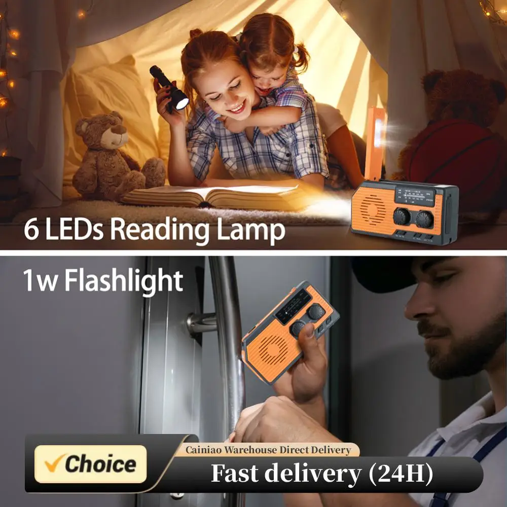 استقبال راديو الطوارئ AM/FM/NOAA الطقس دينامو مصباح ليد جيب مقاوم للماء في الهواء الطلق استخدام أجهزة الراديو اليد متعددة الوظائف المحمولة #1