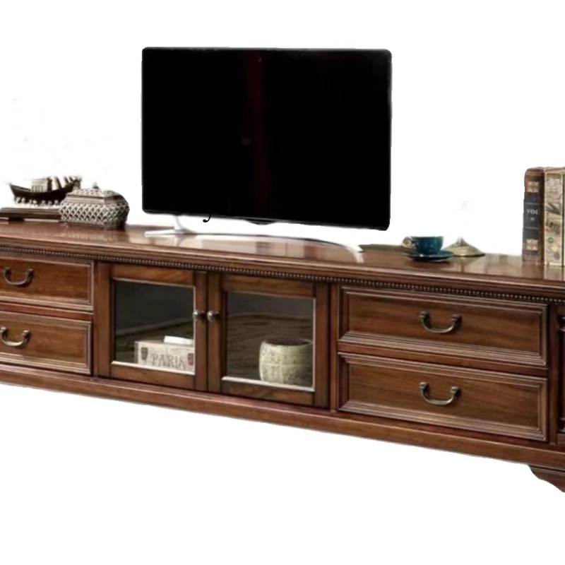 

ZK Solid Wood TV Cabinet Coffee Table Large and Small Apartment Type Home Living Room Video Cabinet Storage Floor Cabinet