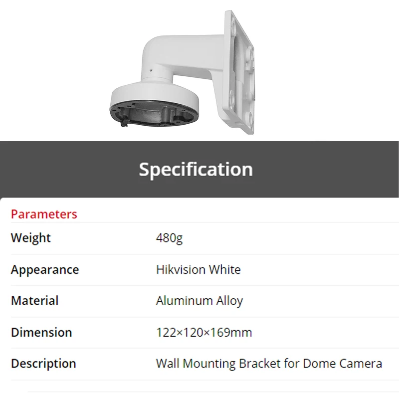 Hikvision Wall mount DS-1272ZJ-110 Aluminum alloy CCTV Accessories Bracket 122×120×169mm  Wall Mounting Bracket for Dome Camera