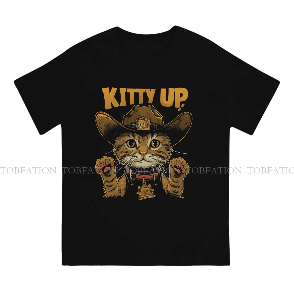 Cat With Cowboy Hat Special TShirt Cat Casual T Shirt 100% Cotton Newest Stuff For Adult