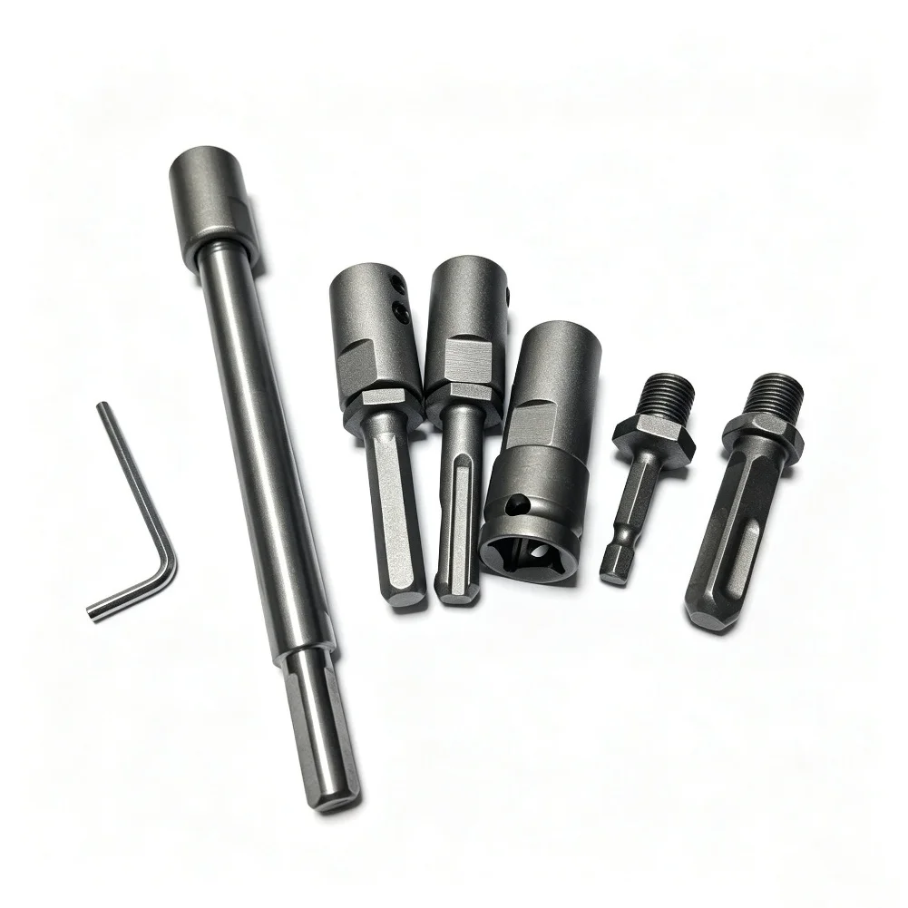 11PCS Drill Bit Extension Rod Set With Square Round Hex Shank 1/2In Drive For Electric Wrench Rotary Hammer Home Repair Tools