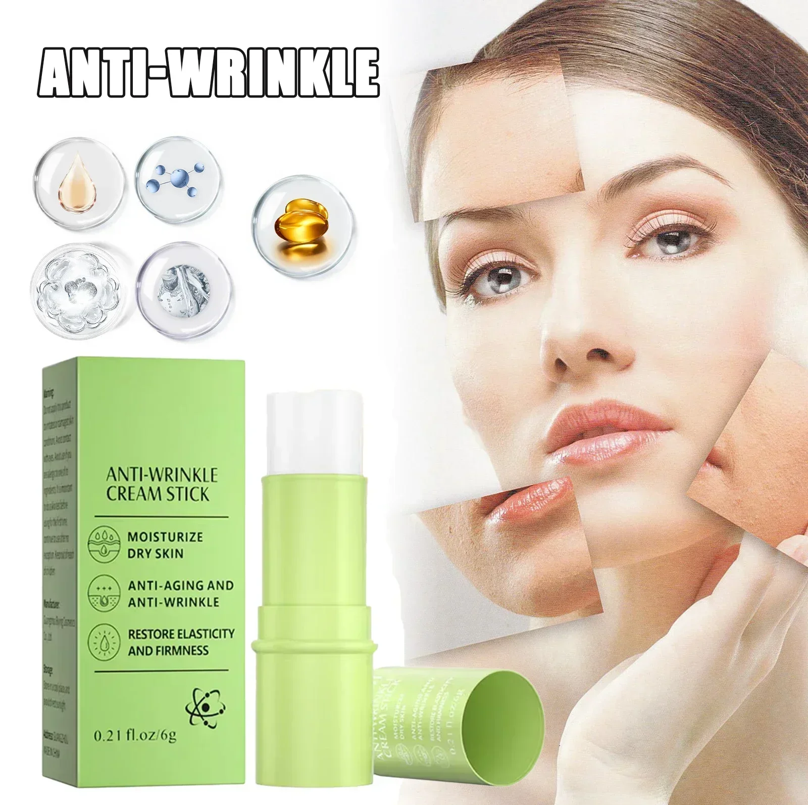 Facial Anti-Wrinkle Cream Stick Fade Fine Lines Anti-Aging Whitening Moisturizing Remove Freckles Brighten Facial Skin Care