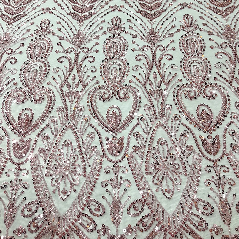 아프리카 스팽글 레이스 원단 2025 고품질 나이지리아 프랑스 튤 비즈 레이스 원단 여성 드레스 웨딩 파티 고급 드레스