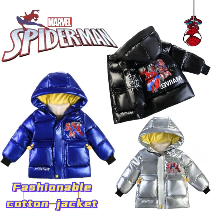 

Новая милая хлопковая куртка с героями мультфильмов «Мстители Человека-паук» для мальчиков, модная стильная и теплая с флисовой подкладкой