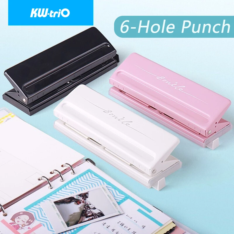 KW-triO 6 Hole Creative Adjustable Round Hole Puncher Notebook Binding Cutter O-type Paper Punch Craft DIY Tool Office Supplies