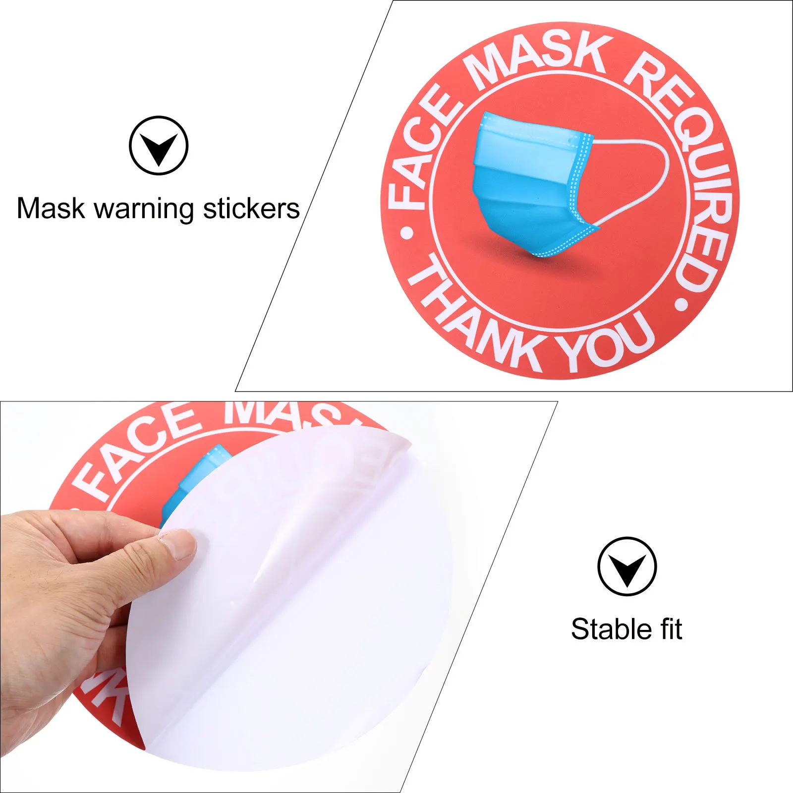 10 Pcs Safety Sticker Warning Stickers Waterproof Face Mask Required Public Pvc Signage Office