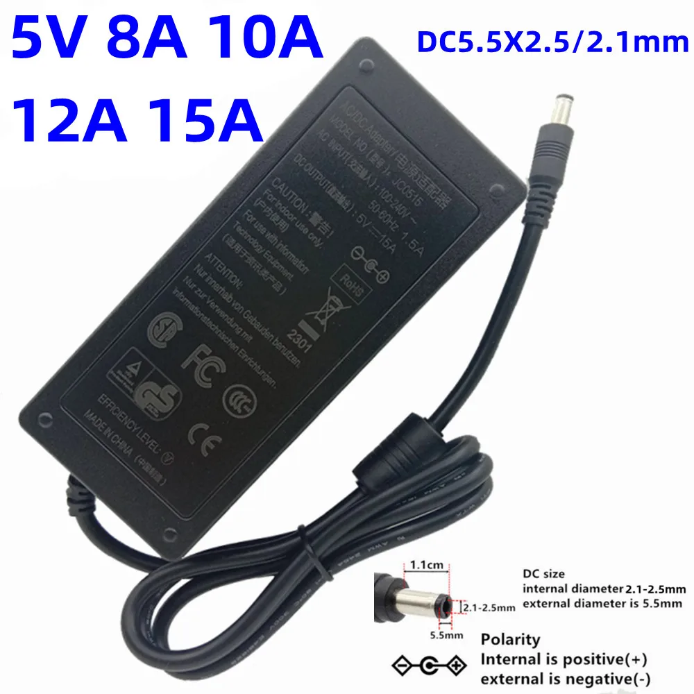 

110v -220V AC DC Power Adapter 5V 15A 8A 10A 12A Switch Power Supply Buck Source Adapter For LED Display RegisterWater Monitor