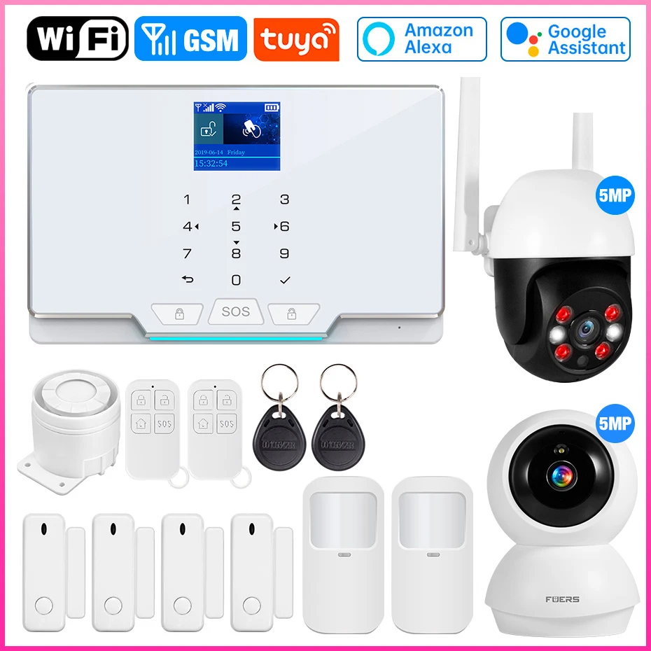

Tuya smart Alarm System Security GSM WIFI Alarm System for Home Wireless Security Alarm House Smart Life App Control Work