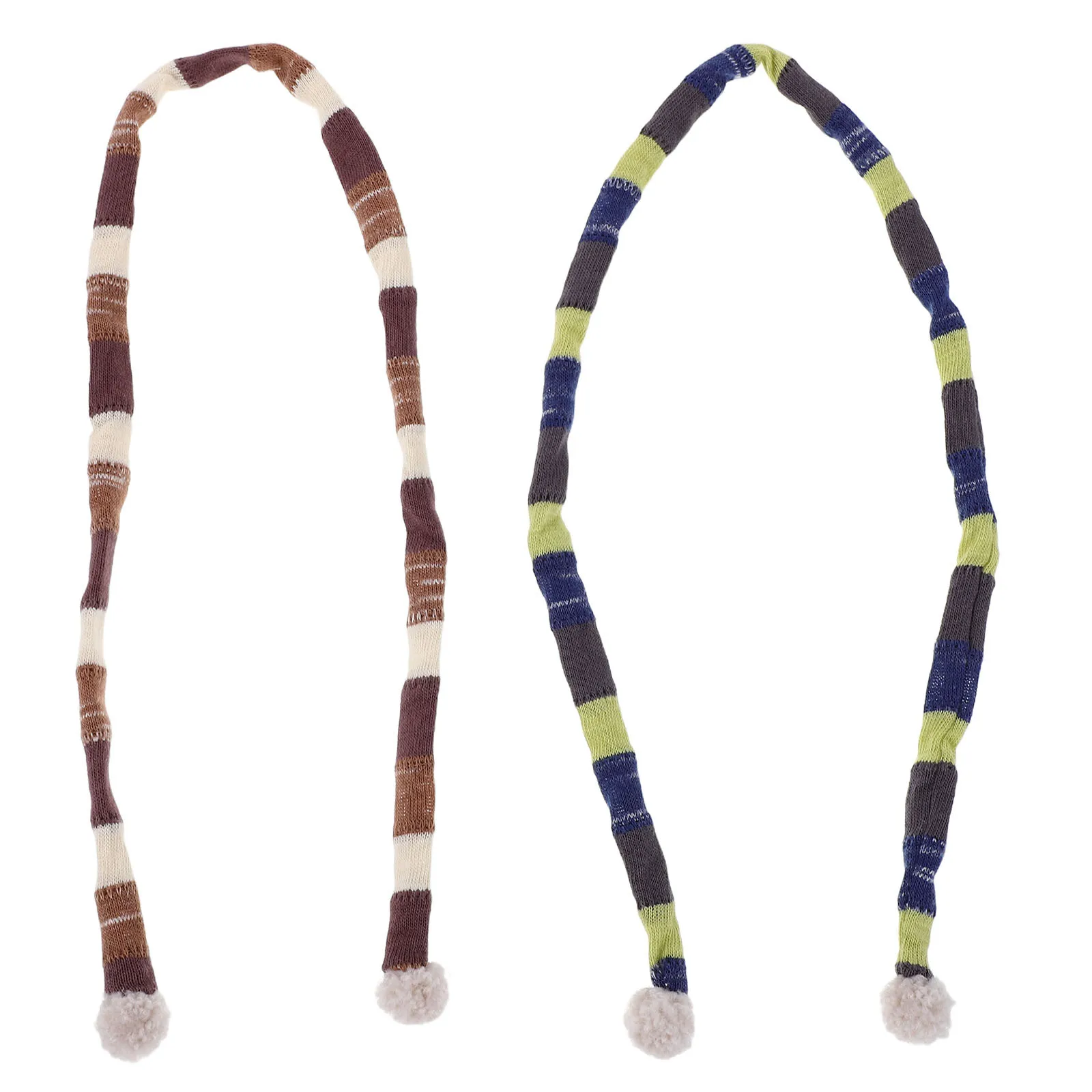 

2Pcs Striped Knitted Mini Scarves for Winter Soft Accessories Snowman Crafts Decorations Scarves Mini Scarf
