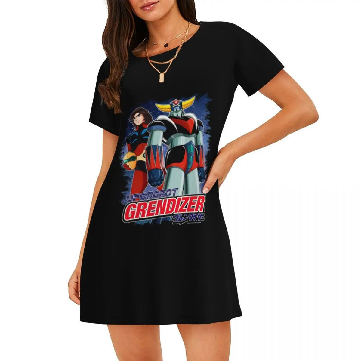 

Custom Goldorak Grendizer Actarus Womens Short Sleeve Sleepshirt Mazinger Z UFO Robot Goldrake Nightgown For Travels Sleepdress