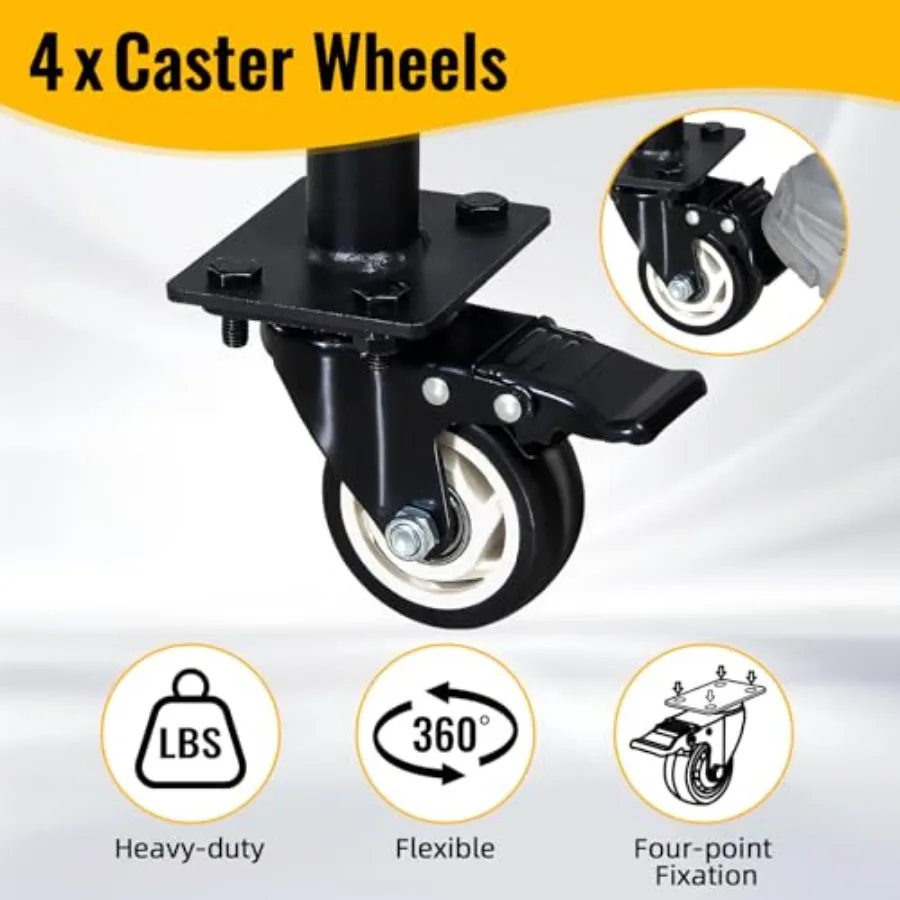 60 Tire Storage Rack Garage Shelving Steel Rolling Tire Stand with Wheels Protective Cover for Storing 1012 Tires Adjustable He