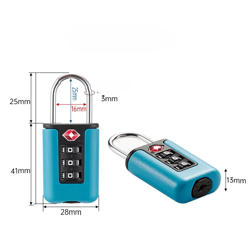 Anti-Diefstal Tsa 3 Cijferige Combinatie Slot Douane Wachtwoord Slot Koffer Bagage Gecodeerd Slot Kast Slot Contrast Kleur Hangslot