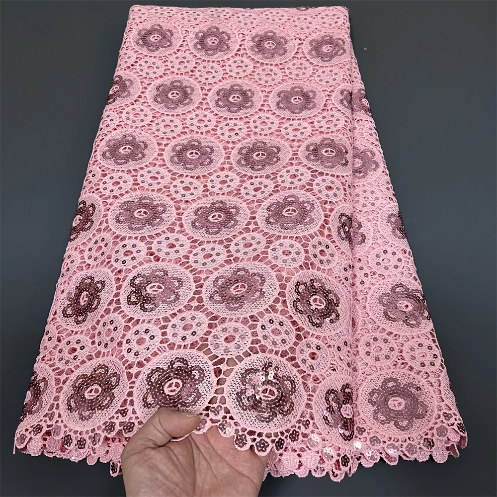 نسيج دانتيل من ألياف الكربون الأفريقية، مواد الأقمشة القطنية للملابس، بالمتر، التطريز، الترتر، فساتين الحفلات، تول، 5 ياردات #5