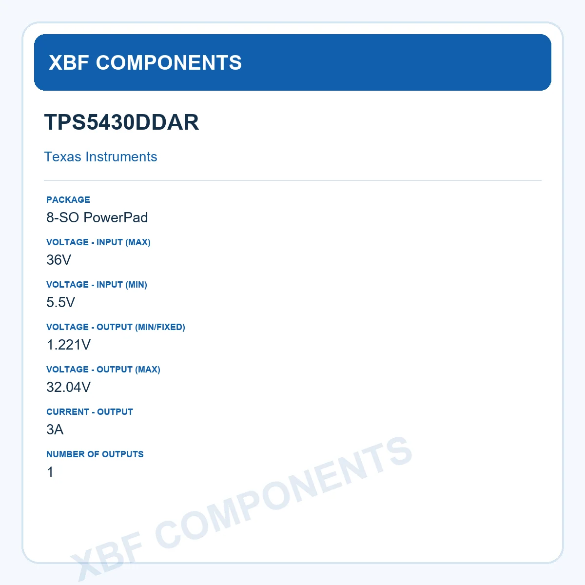 TPS5430DDAR Texas Instruments Buck Switching Regulator IC Positive Adjustable 1.221V 1 Output 3A 8-PowerSOIC (0.154